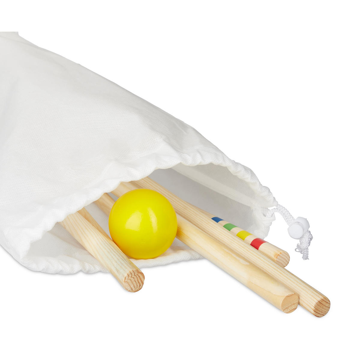 KROCKETSPIEL - Hellbraun, Holz/Textil (78/13cm) - Relaxdays