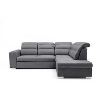 ECKSOFA CLOUD L Rechts mit Schlaffunktion 120x190 Velours Dunkelgrau - Chromfarben/Dunkelgrau, Holz/Kunststoff (260/202cm) - Muffo