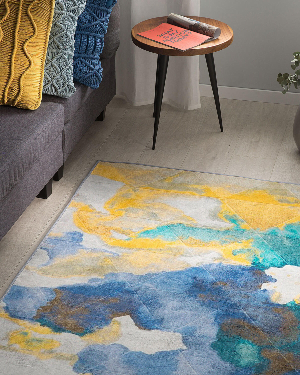 KURZFLOR-TEPPICH Bunt 160/230 cm Ceyhan - Blau/Gelb, Textil (160/230cm) - Beliani