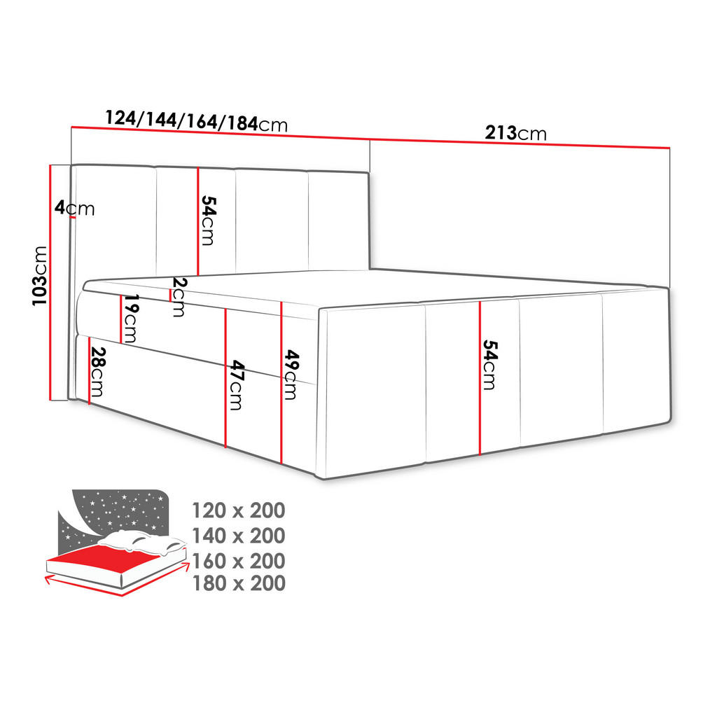 Thumbnail - Mirjan24 Boxbett, Alu, Holz, H3, 140x200 cm, Schlafzimmer, Betten, Boxspringbetten