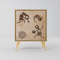SIDEBOARD AFRICAN STYLE, Eichefarben, 57,5x42x75,5 cm, Goldfarbene Metallfüße - Eichefarben/Goldfarben, Holzwerkstoff/Metall (57.5/75.5/42cm) - SpaceRebels