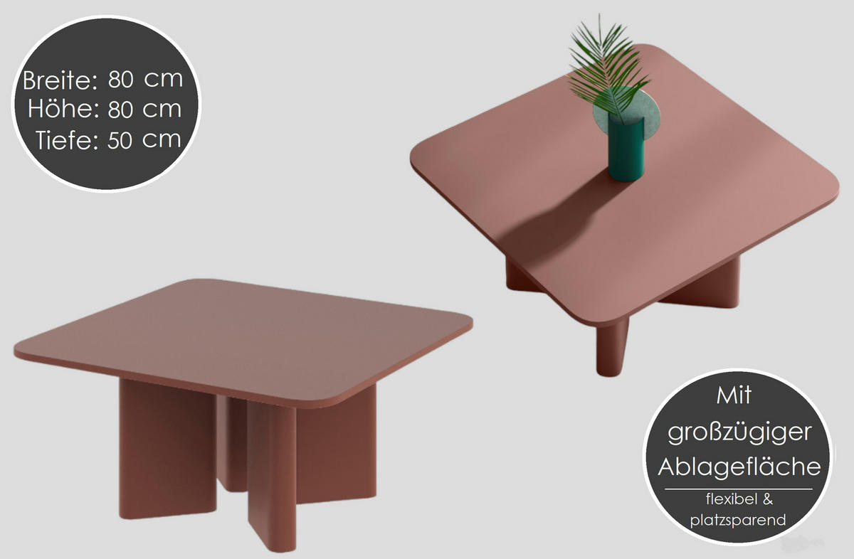 COUCHTISCH quadratisch Marmor dunkel Weiß Hochglanz 80/80/50 cm - Weiß Hochglanz/Grau, Holzwerkstoff (80/80/50cm) - designimpex