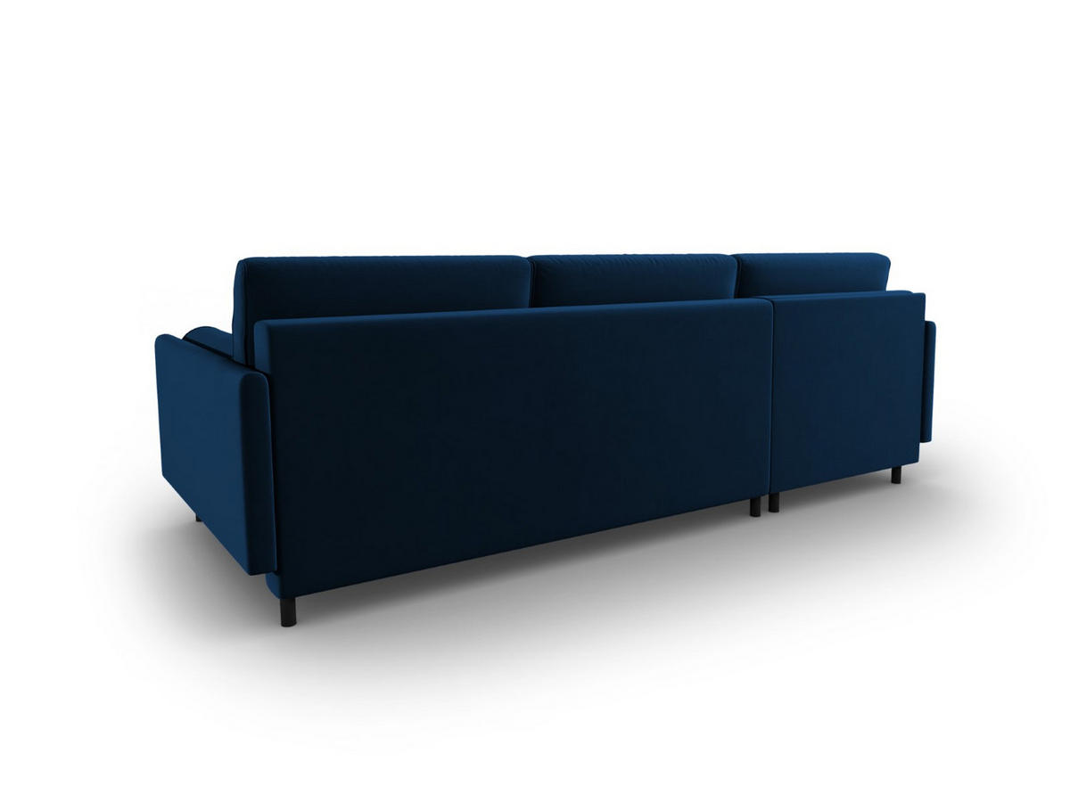 AUSKLAPPBARES-ECKSOFA links mit Container Scott aus Samt königsblau 5 Sitzplätze - Blau, Textil (142/212cm) - Micadoni