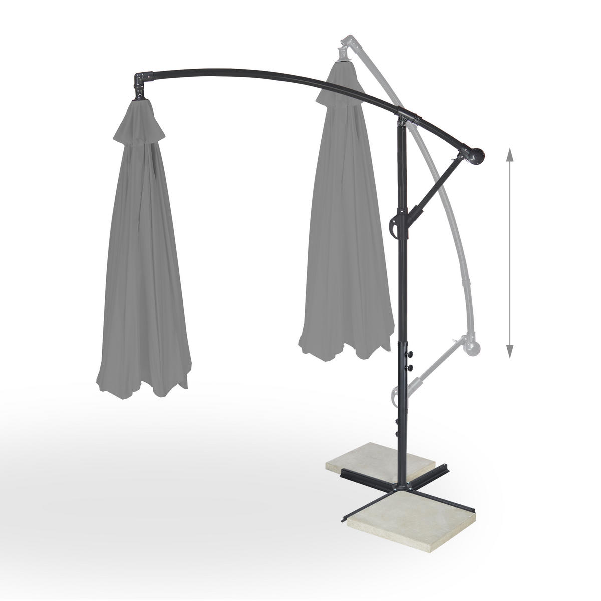 AMPELSCHIRM - Anthrazit, Kunststoff/Textil (300/350cm) - Relaxdays