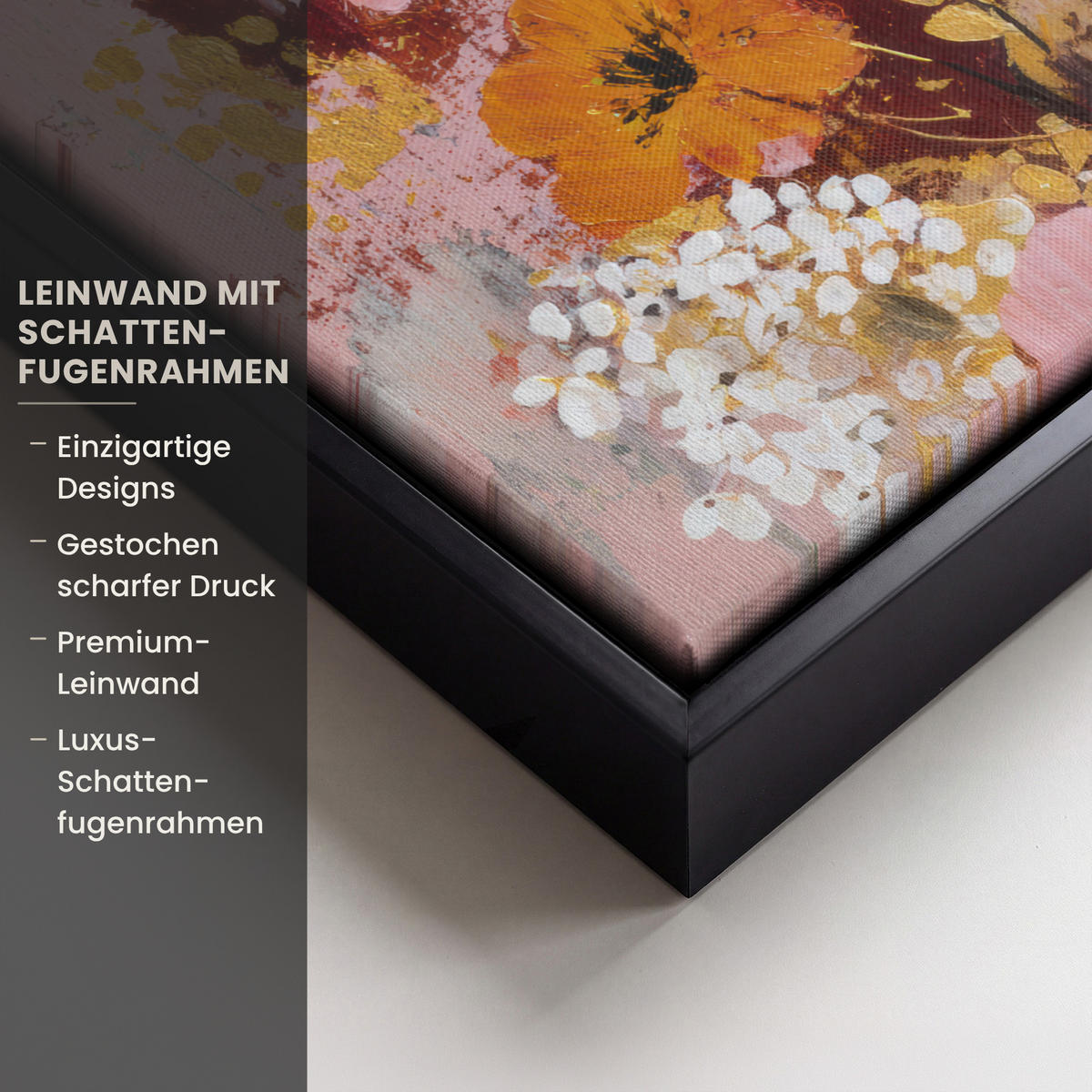 LEINWAND Bilder mit Rahmen - Malerei - Blumen - Rustikal - Rosa - 30x40 - Altrosa, Textil (30/40cm) - MuchoWow