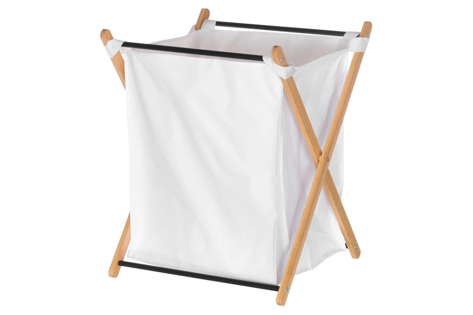 WÄSCHEKORB Bambusgestell - Weiß, Textil (45/55/42cm)