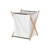 WÄSCHEKORB Bambusgestell - Weiß, Textil (45/55/42cm)