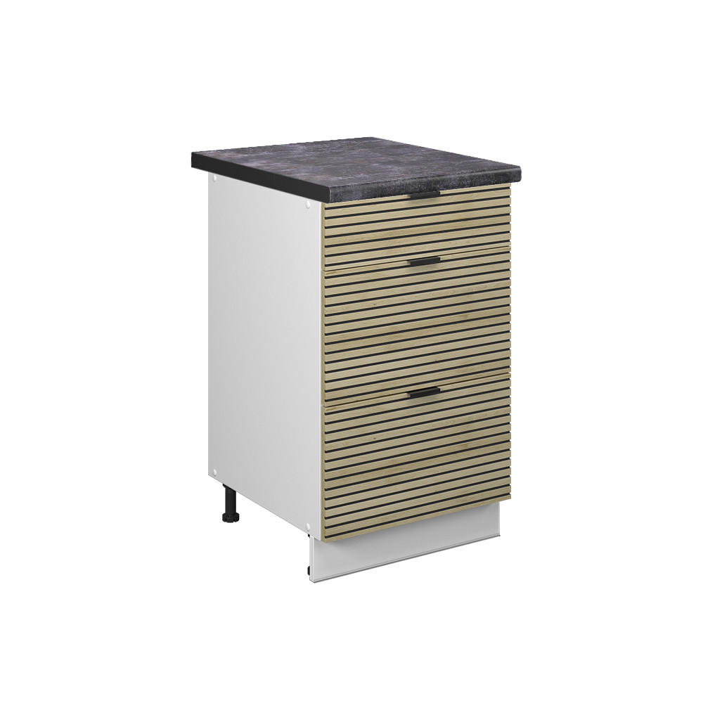 KÜCHENUNTERSCHRANK Fame-Line Eiche Paneel 50 cm , AP Anthrazit - Eichefarben/Weiß, Holzwerkstoff (50/82/60cm) - Vicco