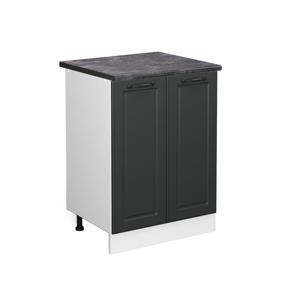 KÜCHENUNTERSCHRANK R-Line Anthrazit Landhaus 60 cm, AP Anthrazit - Anthrazit/Weiß, Holzwerkstoff (60/81.6/60cm) - Vicco