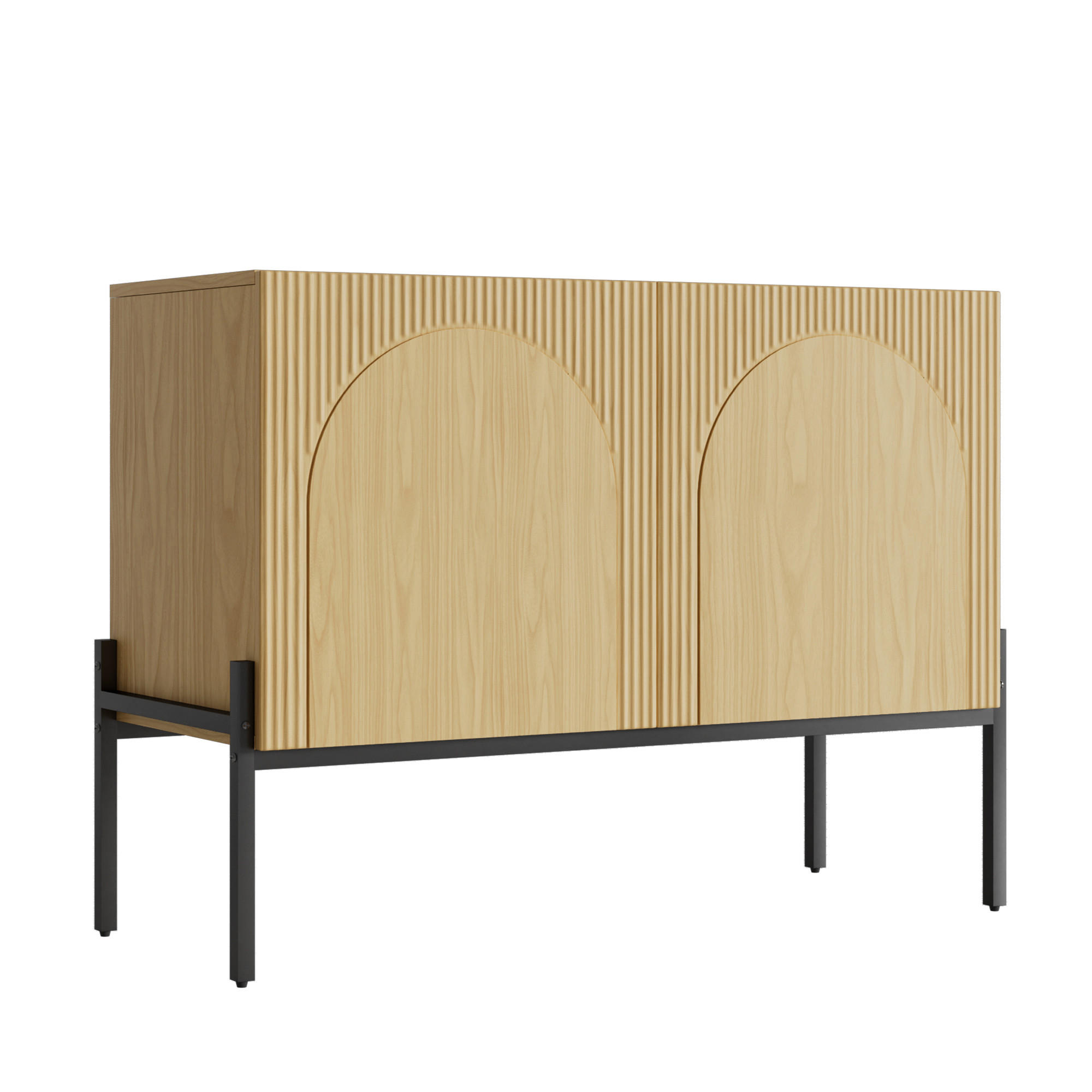 BUFLET 100cm cu Bogendesign, 2 Türen, Metallbeine - culoare naturală, compozit lemnos (100/75/40cm) - Urban Meuble