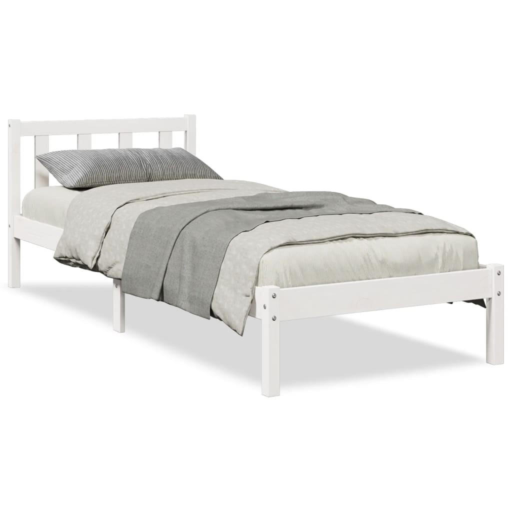 MASSIVHOLZBETT Extra Lang Ohne Matratze Weiss 100/220 Kieferholz - Weiß, Holz (100/220cm) - vidaXL