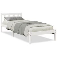 MASSIVHOLZBETT Extra Lang Ohne Matratze Weiss 100/220 Kieferholz - Weiß, Holz (100/220cm) - vidaXL