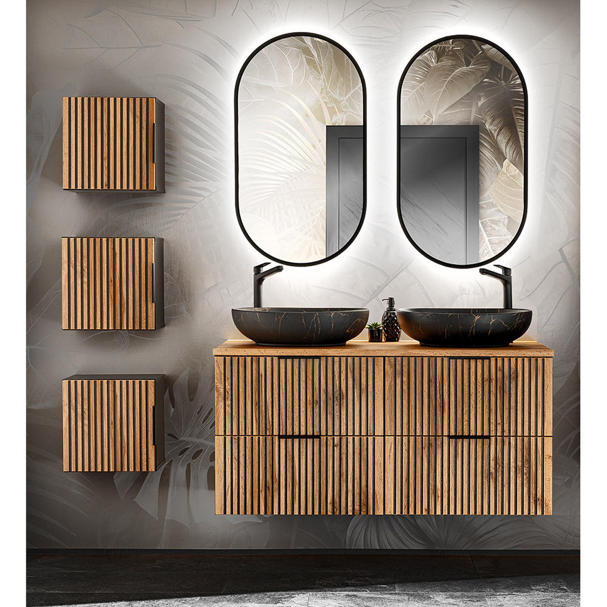 BADMÖBEL-SET 6-TLG. Xanten-56 - Braun, Holzwerkstoff (171/200/47cm) - Lomado