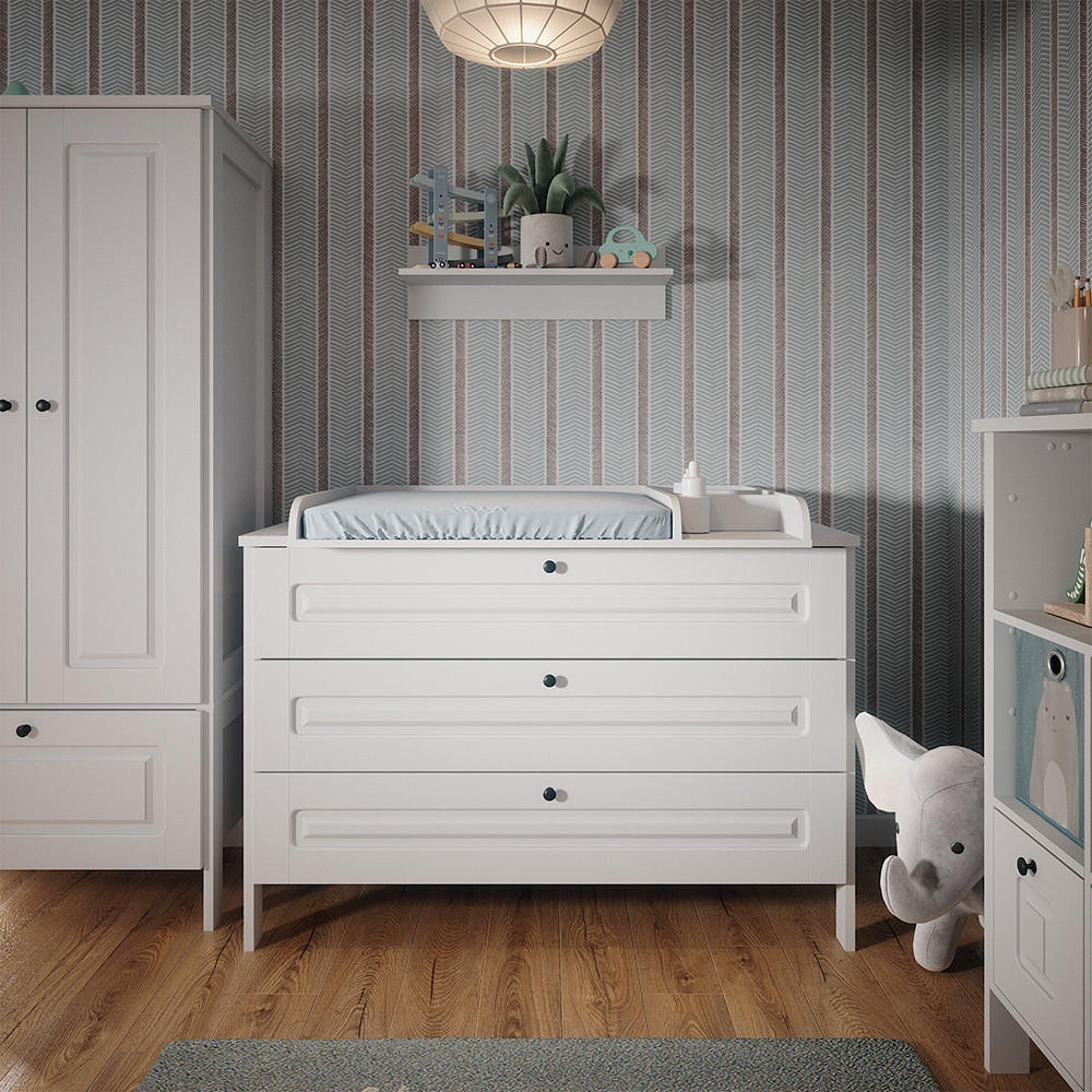 WICKELKOMMODE Ajaton Weiß 133 x 98.4 cm mit 3 Schubladen - Weiß, Holzwerkstoff (133/98.4/70cm) - VitaliSpa