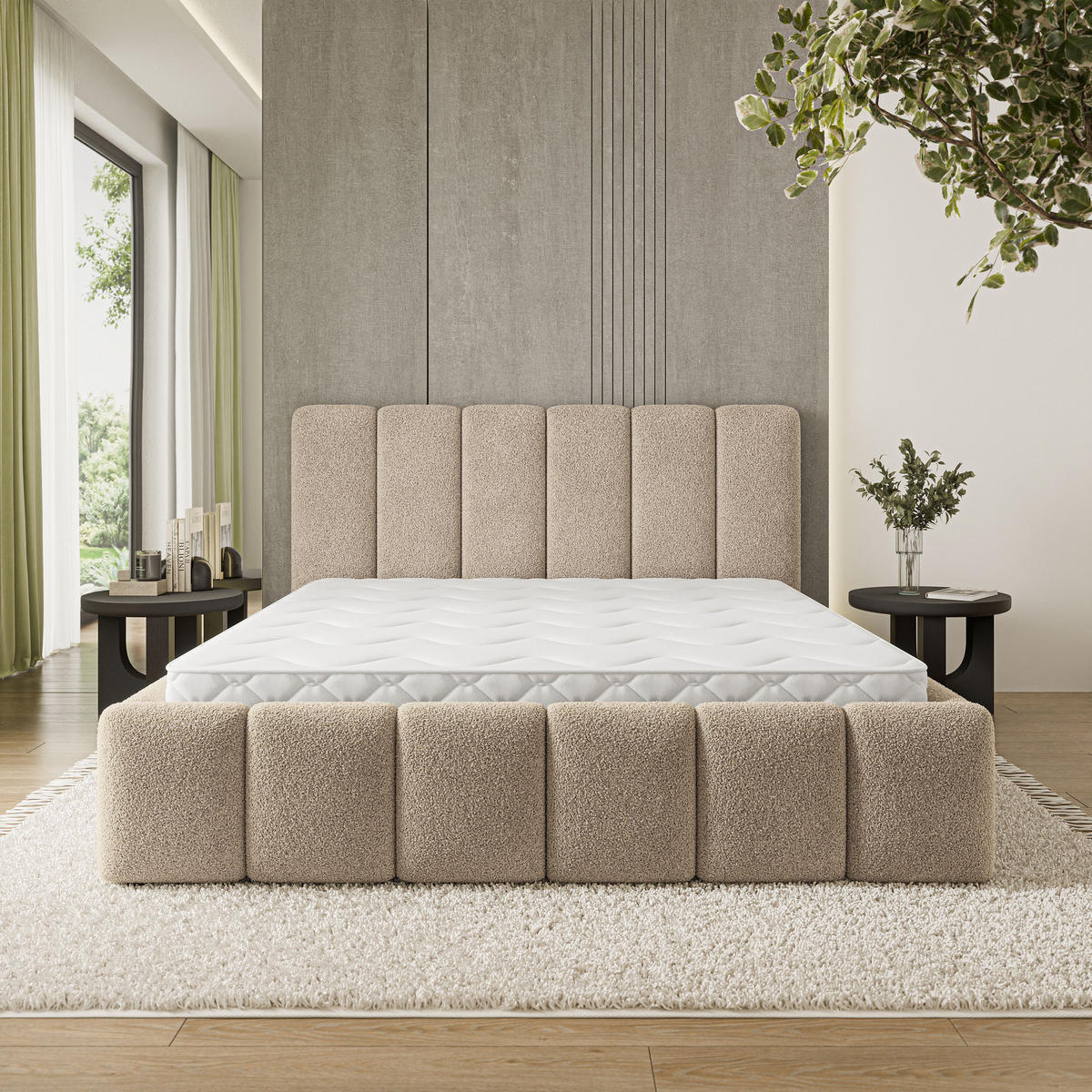 POLSTERBETT ATTORA Q 180x200 cm mit Bettkästen - Beige - Beige, Holz (180/200cm) - MASSENO