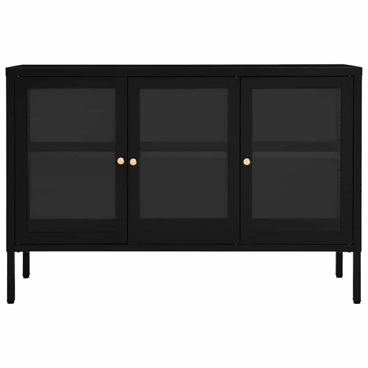 SIDEBOARD Schwarz 70/35/70 Cm Stahl Und Glas - Schwarz, Metall (105/70/35cm) - vidaXL