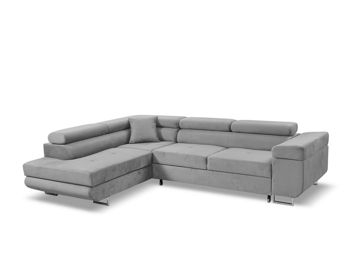 ECKSOFA Marlene III L-Form mit verstellbaren Kopfstützen Schlaffunktion Bettkasten 271 cm links hellgrau - Hellgrau, Kunststoff (271/202cm) - Margaret Hadas24
