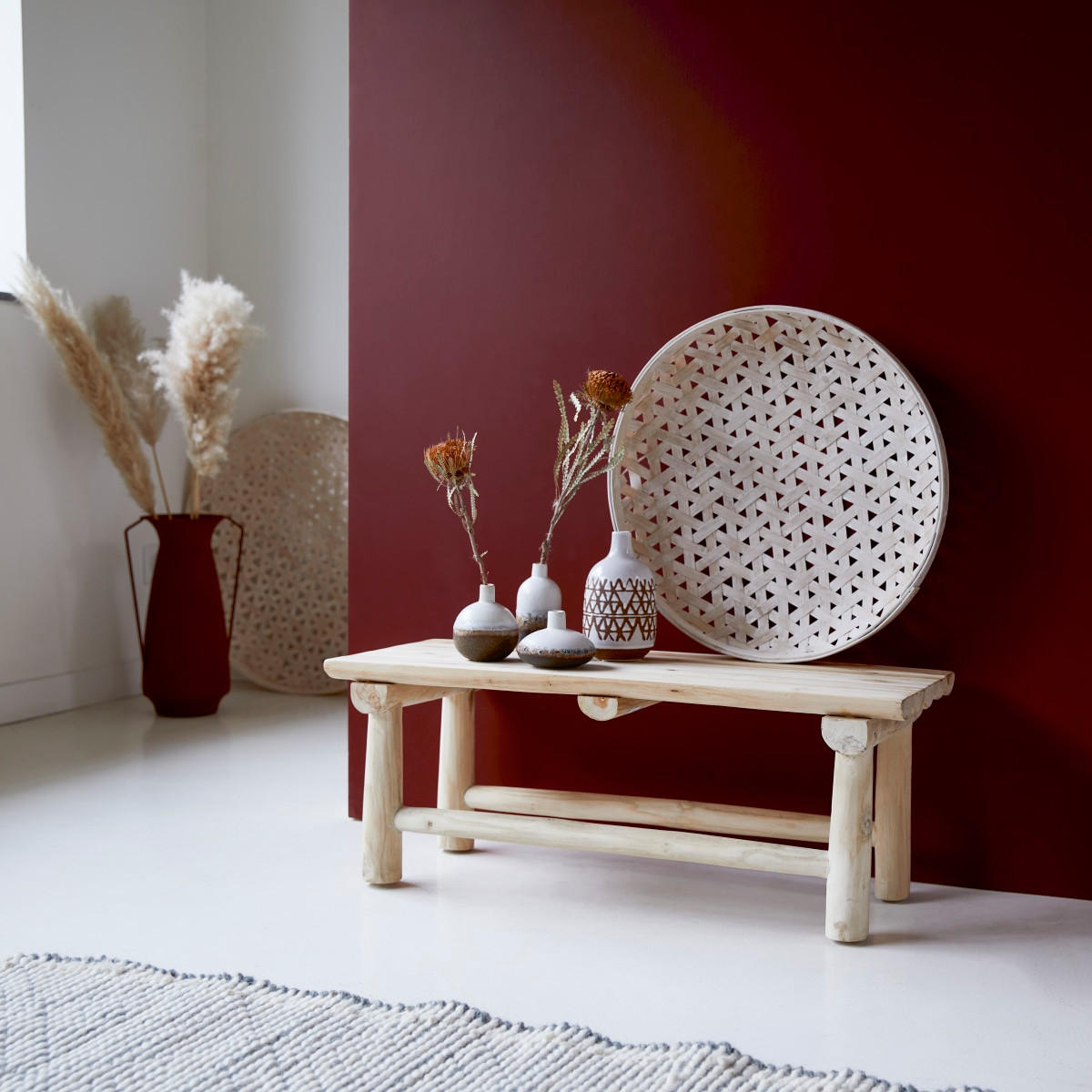 BEISTELLTISCH Kilim Natur aus Teak - Naturfarben, Holz (30/80/30cm) - Tikamoon