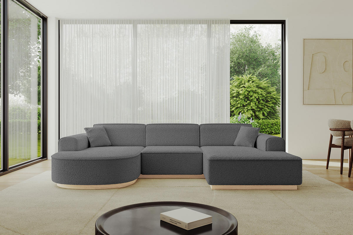 WOHNLANDSCHAFT ARRIO-U1 303x171x83 cm Platinfarben - Platinfarben, Holzwerkstoff/Textil (303/83/171cm) - ALTDECOR