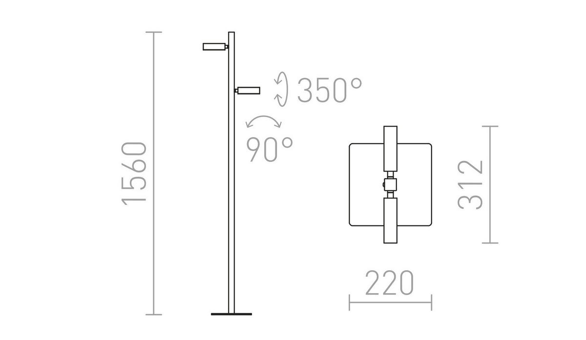 STEHLEUCHTE FADO Schwarz 6 W - Schwarz, Metall (25/25/156cm) - Rendl