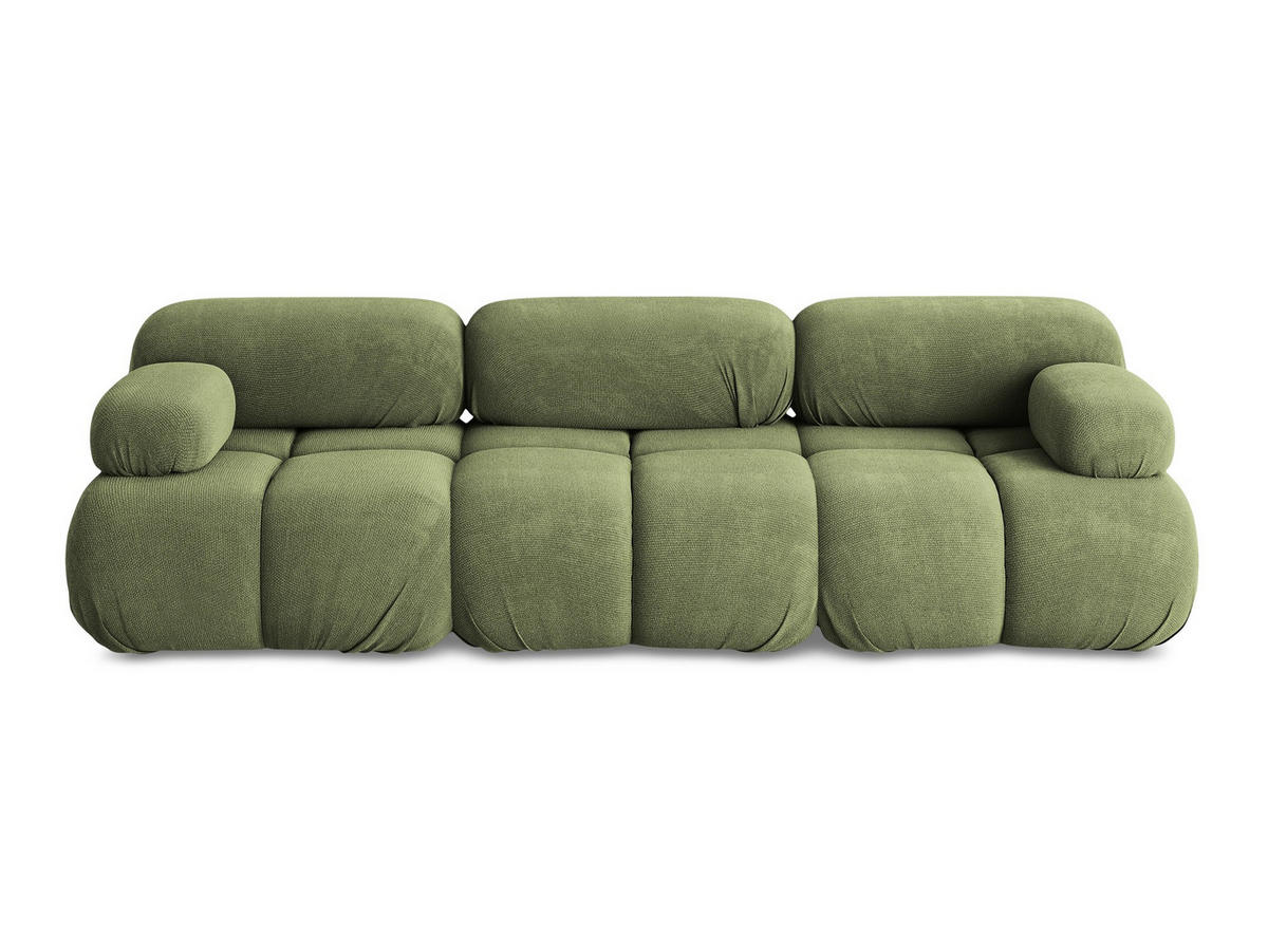 3-SITZER SOFA Chenille Stoff Grün - Schwarz/Grau, Kunststoff/Textil (285/70/96cm) - Makamii