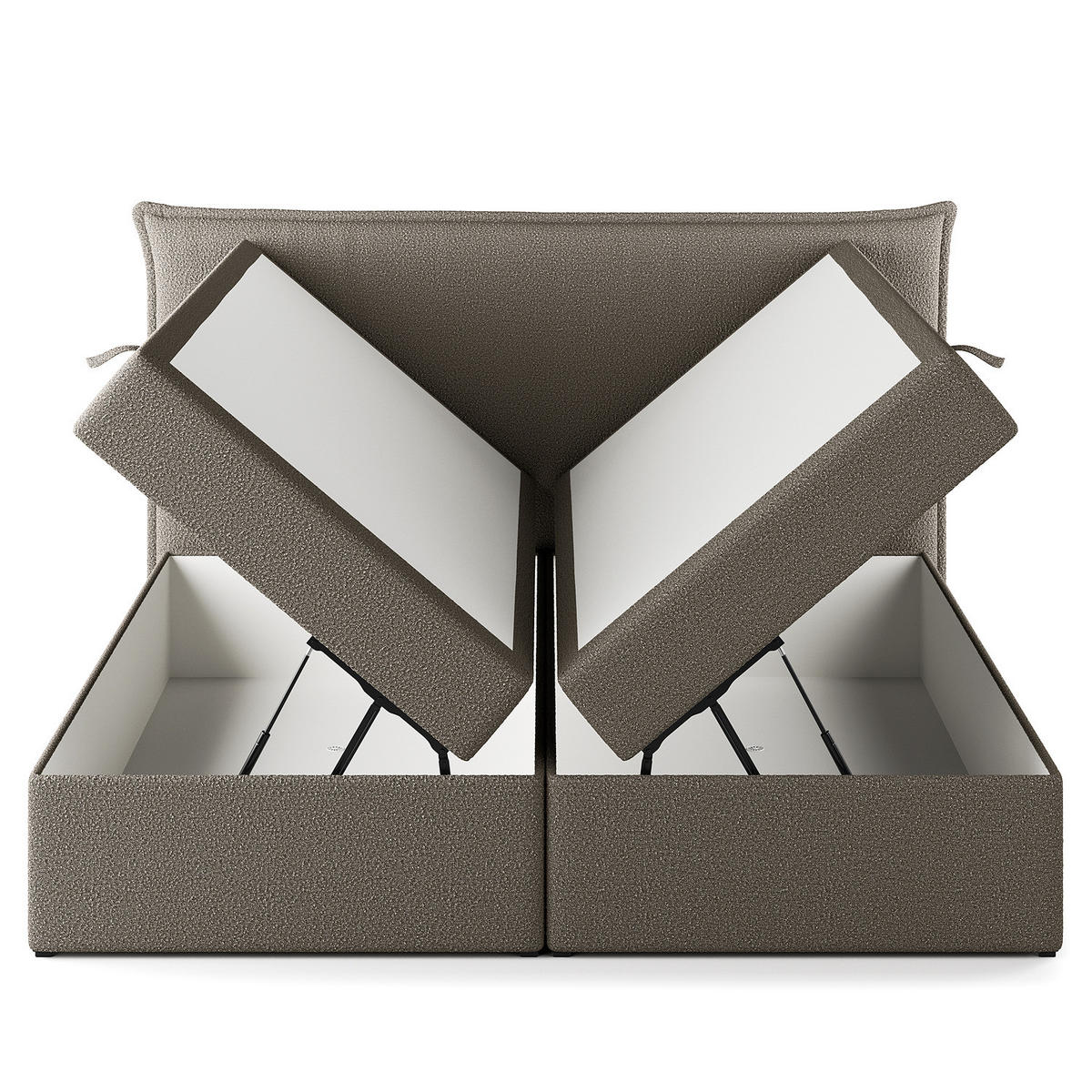 BOXBETT mit Stauraum - Bouclé - Grau, Holzwerkstoff/Textil (200/200cm) - home24