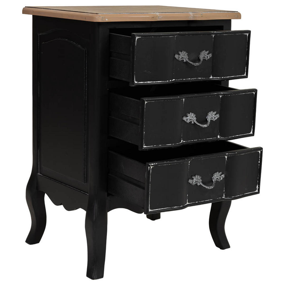 NACHTTISCH aus Holz, schwarz, 50x40x70cm - Schwarz, Metall (50/70/40cm) - Wanderlust