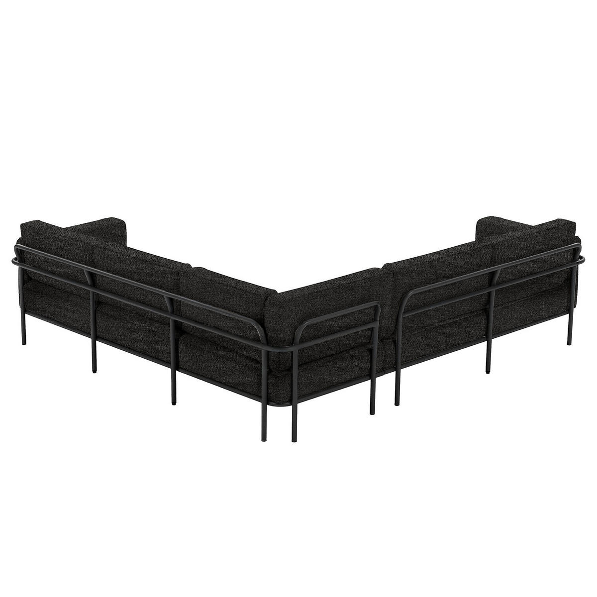 OUTDOOR-ECKSOFA - Schwarz, Textil/Metall (247/76/247cm) - home24
