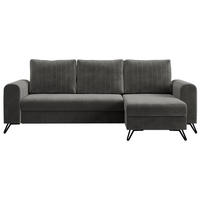 ECKSOFA Axel Velvet Grau - Schwarz/Grau, Textil/Metall (242/140cm) - MKS