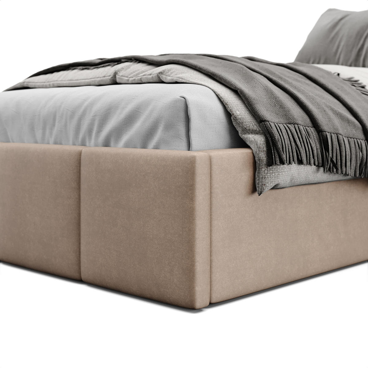 POLSTERBETT für Schlafzimmer Bett mit Stauraum Beige 90x200cm - Beige, Holzwerkstoff/Textil (90/200cm) - Muralo