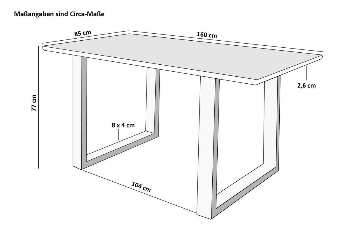 ESSTISCH ATLANTA - Schwarz/Braun, Holz/Metall (85/160/77cm) - SAM