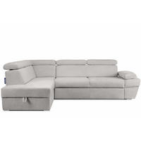 SCHLAFECKSOFA RATLO links 4/5-Sitzer mit Bettkasten, Braun - Graubraun/Silberfarben, Textil (270/190cm) - KONSIMO®
