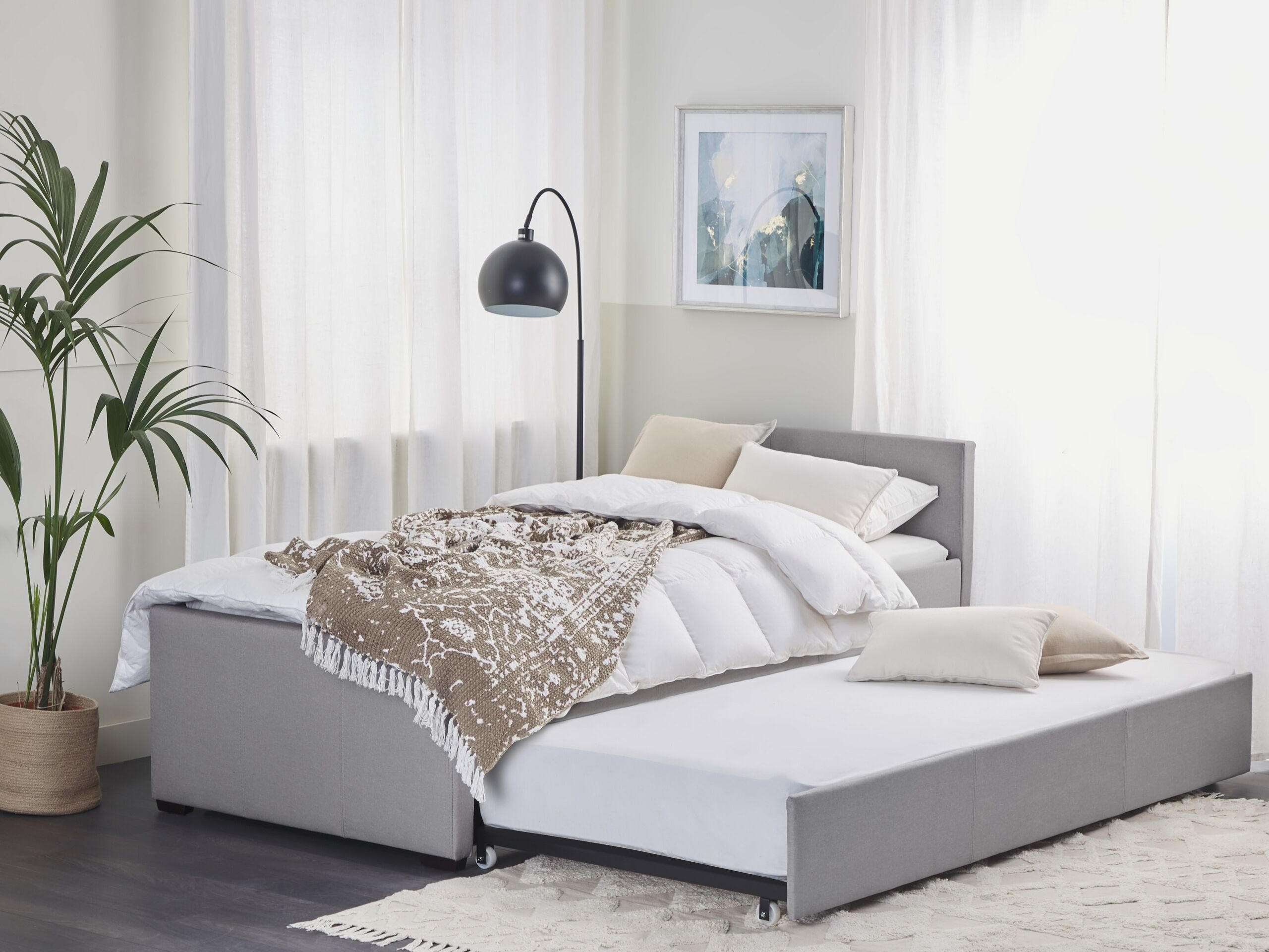 TAGESBETT 90/200cm Hellgrau Marmande - Hellgrau, Textil (90/200cm) - Beliani
