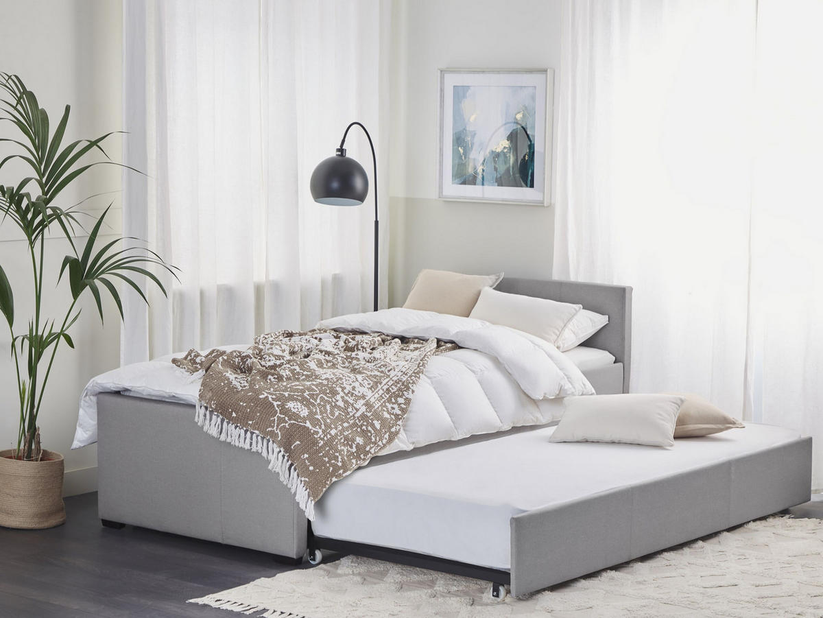 TAGESBETT 90/200cm Hellgrau Marmande - Hellgrau, Textil (90/200cm) - Beliani
