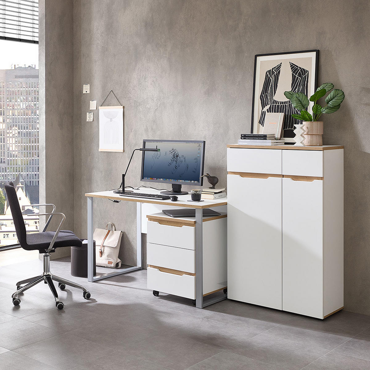 ROLLCONTAINER Manresa-36 - Weiß, Holzwerkstoff (45/66/55cm) - Lomado