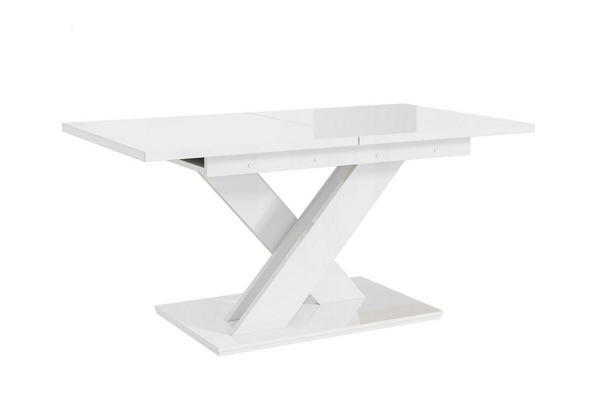 ESSTISCH RUDEN Ausziehbar 140 - 180 / 80 x 76 cm - Weiß Hochglanz/Weiß, Holz (140/80/76cm) - MASSENO