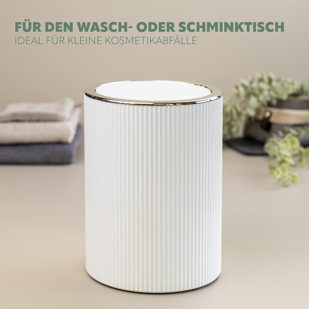KOSMETIKEIMER 5,5 Liter, GAVELLO weiß, Kunststoff - Weiß, Kunststoff (19/24.5/19cm) - bremermann