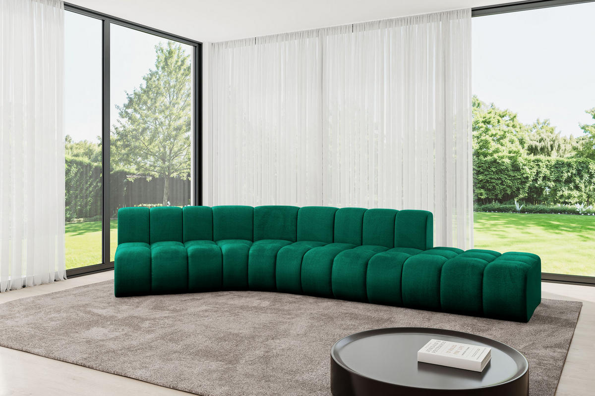 ECKSOFA modulares Sofa Brilo-L1 - 380x174x70 cm Grün - Dunkelgrün, Holzwerkstoff/Textil (380/174cm) - ALTDECOR