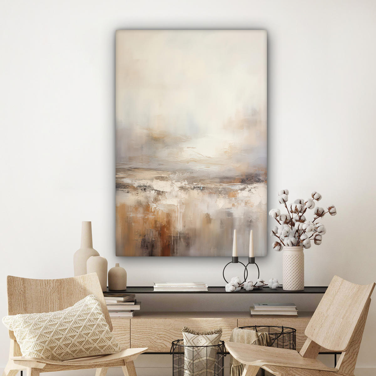 LEINWANDBILD - Kunst - Industriell - Grau - Braun - Abstrakt - 80x120 - Wanddeko - Sandfarben, Textil (80/120cm) - MuchoWow