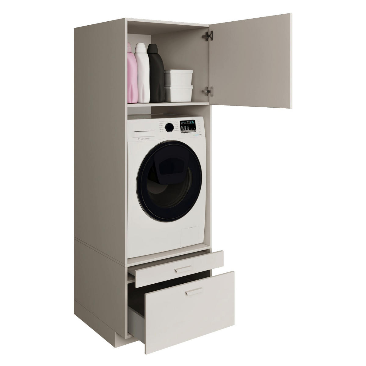 WASCHMASCHINENSCHRANK Holv Kaschmirgrau 68 cm - Taupe, Holzwerkstoff/Metall (67.5/200/66cm) - Selsey