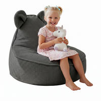 SITZSACK FÜR KINDER Maus 75/75/55 cm, weicher Bouclé 315 g/m², abnehmbarer Bezug, Steel Grey - Dunkelgrau, Textil (75/55/75cm) - Dreamroots