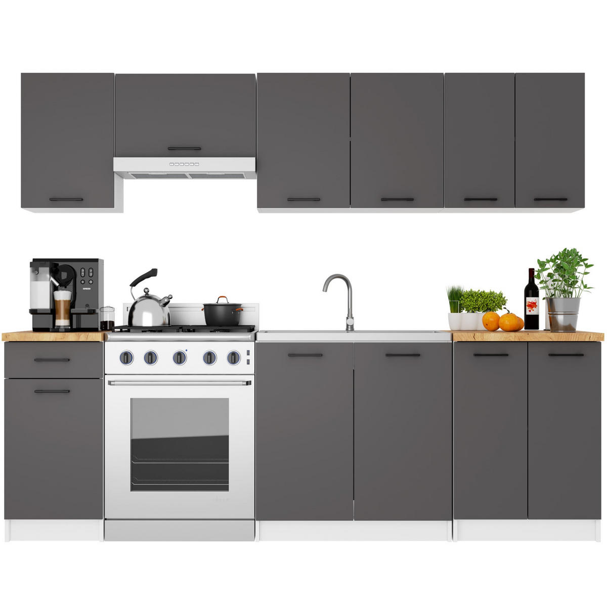 HÄNGESCHRANK Weiß, Graphit Grau 58/60/30 - Graphitfarben/Weiß, Holzwerkstoff (60/58/30cm) - RAUMHIRSCH FURNITURE