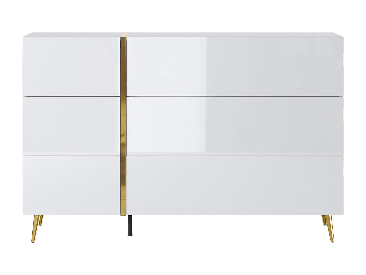 KOMMODE - 134.9 cm x 41 cm - holz - weiß, goldfarben Marzialo - Goldfarben/Weiß, Holz (134/87.2/41cm) - Vente-Unique