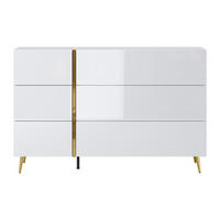 KOMMODE - 134.9 cm x 41 cm - holz - weiß, goldfarben Marzialo - Goldfarben/Weiß, Holz (134/87.2/41cm) - Vente-Unique