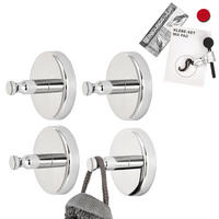 HANDTUCHHAKEN LUCENTE 4er Set, Edelstahl verchromt, inkl. Klebeset - Chromfarben, Metall (6/4.5/6cm) - bremermann