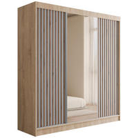 KLEIDERSCHRANK mit Spiegel V2-ZENTI 215x200 cm Sonoma Eiche|Weiß - Weiß/Sonoma Eiche, Holzwerkstoff (200/215/61cm) - ALTDECOR
