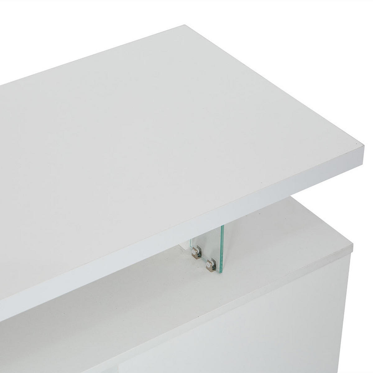 TV-STÄNDER mit LED-Beleuchtung in Reinweiß - Weiß, Holz (40/53/150cm) - KOMHTOM