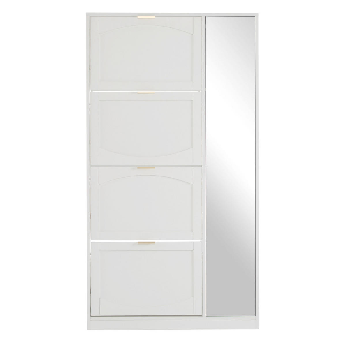 SCHUHSCHRANK 80/24/147 cm mit 4 Klappen und Spiegel in Weiß - Weiß, Holzwerkstoff (80/147/24cm) - BEAOK