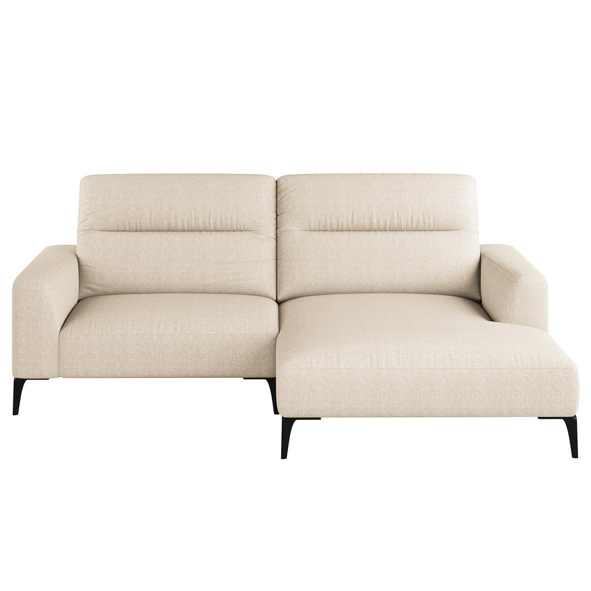 1,5-SITZER ECKSOFA mit Longchair - Beige/Schwarz, Textil/Metall (232/180cm) - home24