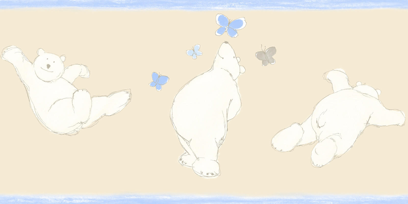 TAPETENBORDÜRE Bären 500 x 26.5 cm - Blau, Papier (500/0.1cm) - ESTAhome